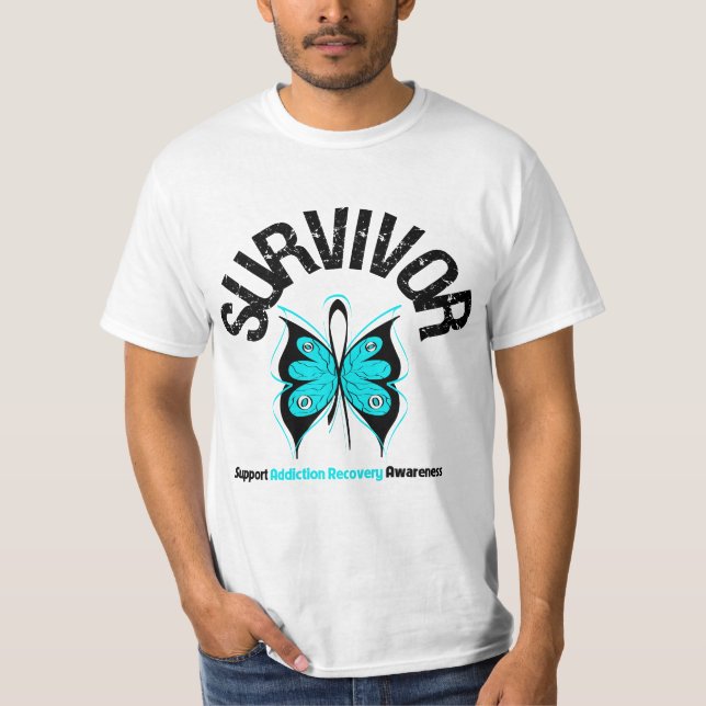 ÜBERLEBENDER Schmetterlings-Sucht-Erholung T-Shirt (Vorderseite)
