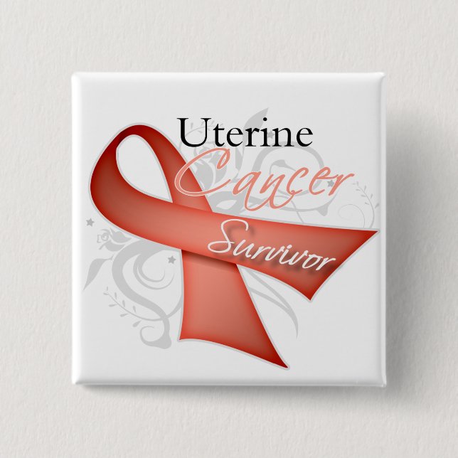 Überlebender - uteriner Krebs Button (Vorderseite)