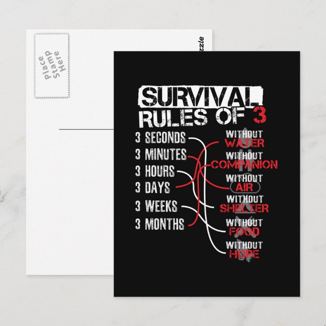 Überlebensregeln - Wilderness Quiz Postkarte (Vorne/Hinten)