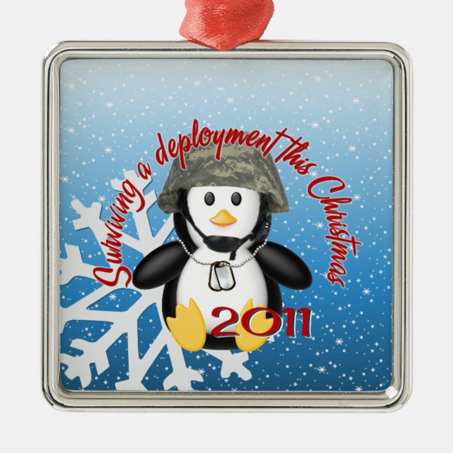 ÜberlebenStationierungPenguin 2011 Silbernes Ornament (Vorne)