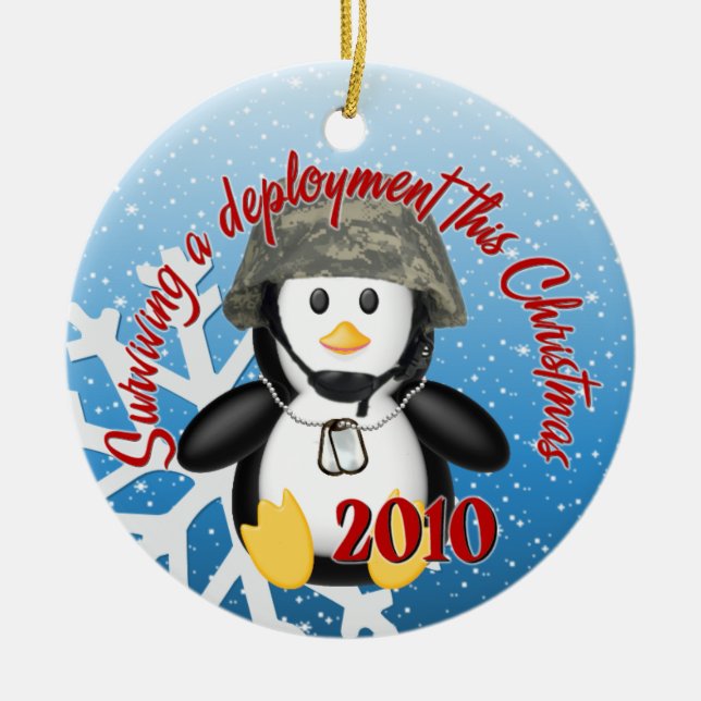 ÜberlebenStationierungpenguin-Verzierung 2010 Keramikornament (Vorne)