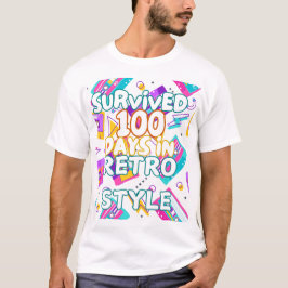 Überlebt 100 Tage im Retro-Stil T-Shirt