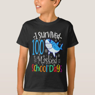 Überlebte 100 maskierte Schultage 2021 Lehrerstuhl T-Shirt