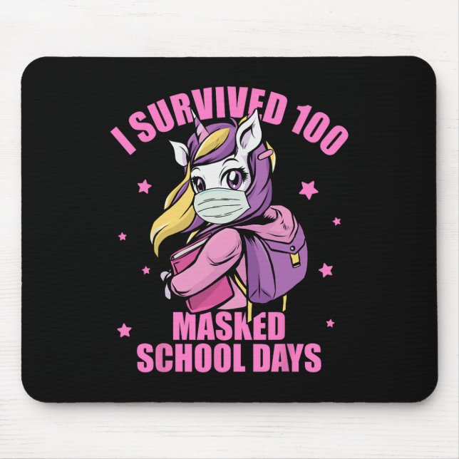 Überlebte 100 maskierte Schultage Mousepad (Vorne)