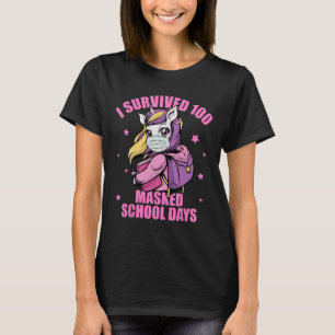 Überlebte 100 maskierte Schultage T-Shirt