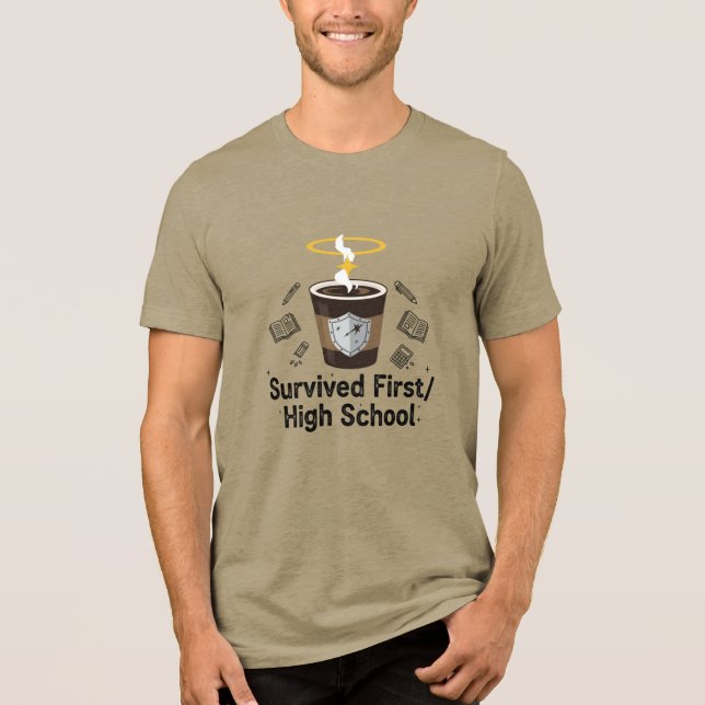 Überlebte den High-School-Abschlusskaffee Tri-Blend Shirt (Vorderseite)