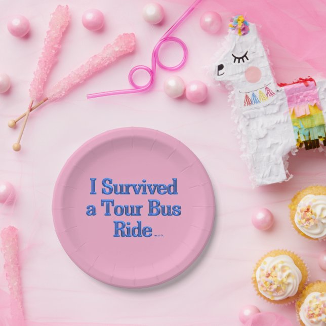 Überlebten Sie einen Tour Bus-Ride rosa Papier Tel Pappteller (Party)