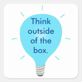 Überlegen Sie außerhalb der Box Blue Light Bulb St Quadratischer Aufkleber