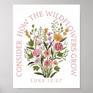 Überlegen Sie, wie die Wildblumen Jesus Gott Chris Poster