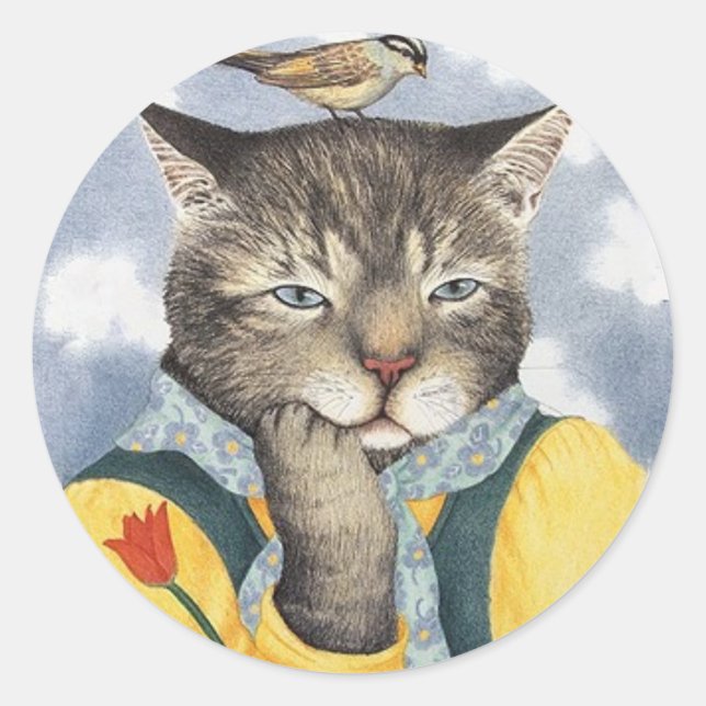Überlegen von Katzenaufklebern Runder Aufkleber (Vorderseite)
