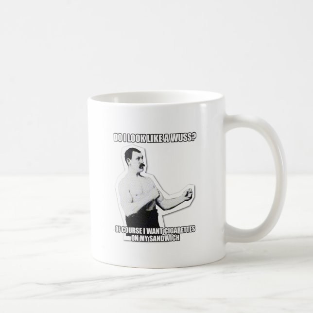 Übermäßig schlägt männlicher Mann wieder! Kaffeetasse (Rechts)