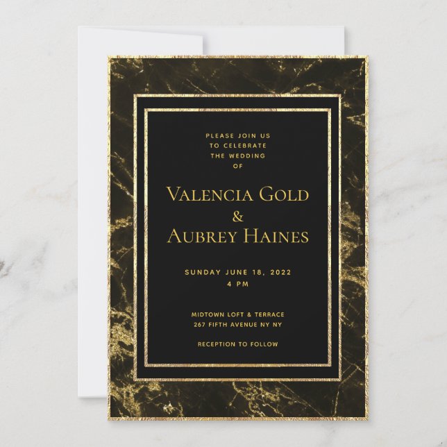 Übernachtungen in Granite & Gold Hochzeitssuite Einladung (Vorderseite)