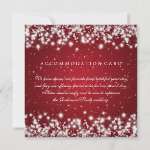 Übernachtungskarte Hochzeit Winter Sparkle Rot Einladung