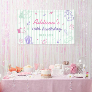 Übernachtungsparty Süße Mädchen-Geburtstagsfeier Banner