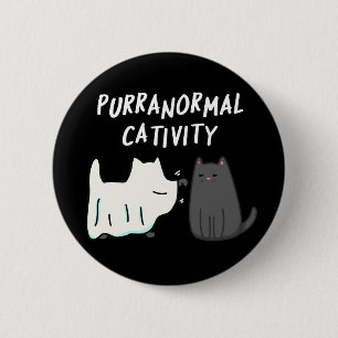 Übernatürliche Katzentätigkeit Halloween Katzenwit Button