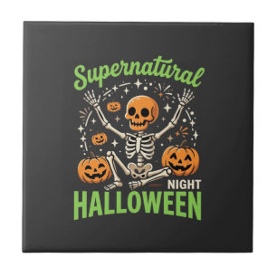 Übernatürliches Skelett Halloween Vektor Design_1 Fliese
