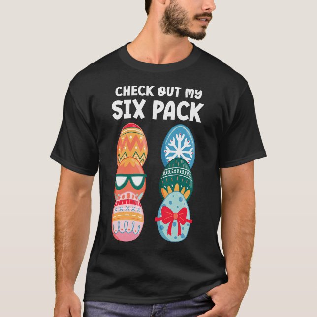 Überprüfe Mein Sechs-Pack-Funny-Oster-Ei-Abs-Worko T-Shirt (Vorderseite)