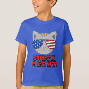 ÜBERPRÜFE MEOWT! Katze mit amerikanischer Sonnenbr T-Shirt