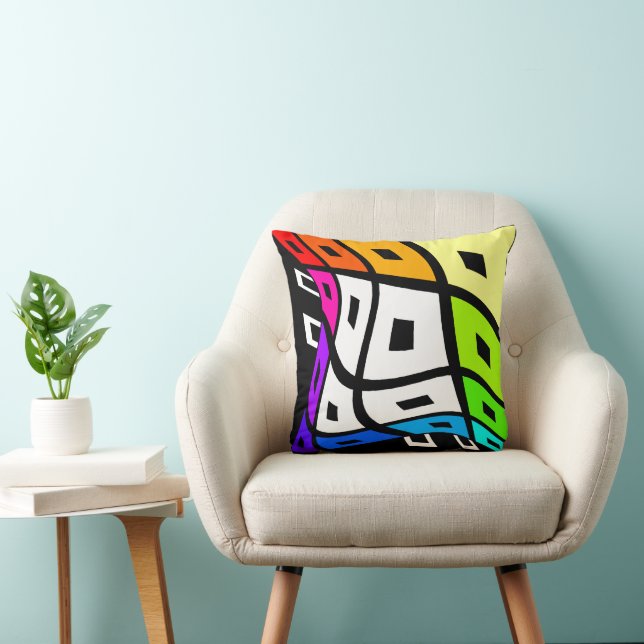 Überprüfe Wavy Brain Thinking - Regenbogen Kissen (Stuhl )
