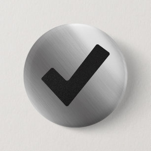 Überprüfen des Silber-Edelstahlmetalls Button