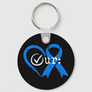 Überprüfen Sie Dickdarm blaues Band Herz Dickdarmk Schlüsselanhänger