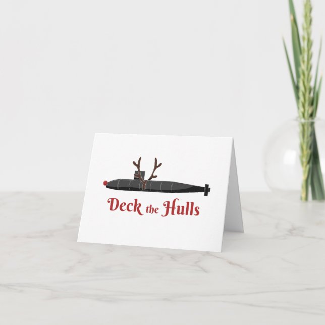 Überprüfen Sie die Hüllen - U-Boot-Rentierkarte Dankeskarte (Vorderseite)
