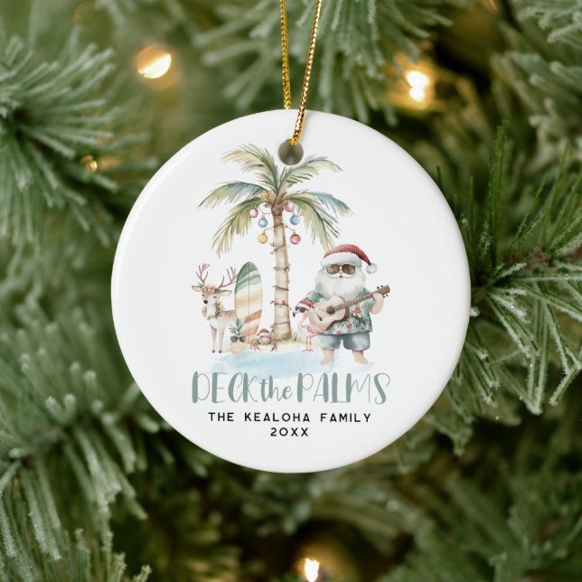 Überprüfen Sie die Palmen | Fun Tropical Christmas Keramik Ornament (Baum)