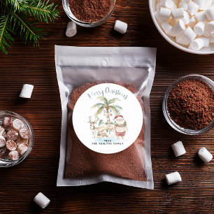 Überprüfen Sie die Palmen Fun Tropical Christmas Runder Aufkleber