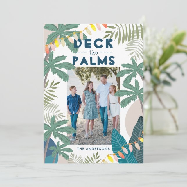 Überprüfen Sie die Tropical Holiday Foto Card der  Einladung (Stehend Vorderseite)