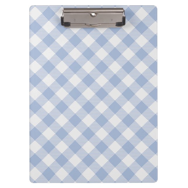 Überprüftes blaues Gingham-Classic-Muster Klemmbrett (Vorderseite)