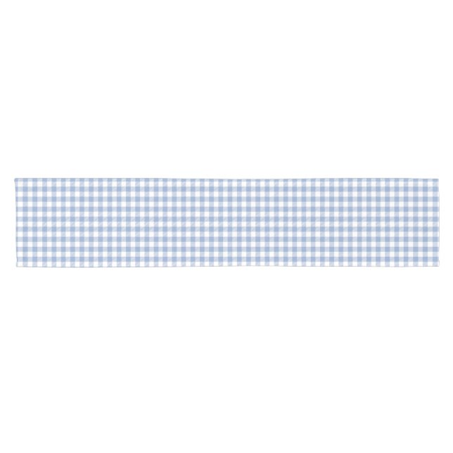 Überprüftes blaues Gingham-Classic-Muster Kurzer Tischläufer (Horizontal)