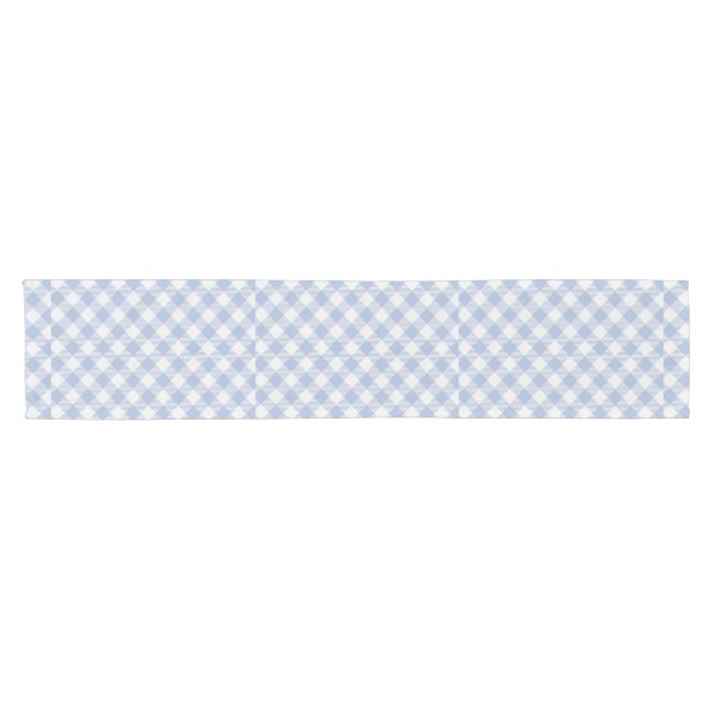 Überprüftes blaues Gingham-Classic-Muster Kurzer Tischläufer (Horizontal)