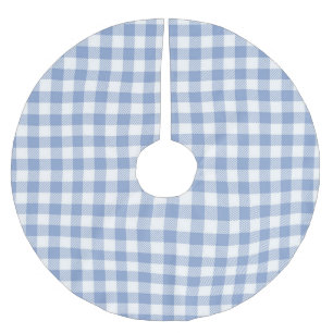 Überprüftes blaues Gingham-Classic-Muster Polyester Weihnachtsbaumdecke