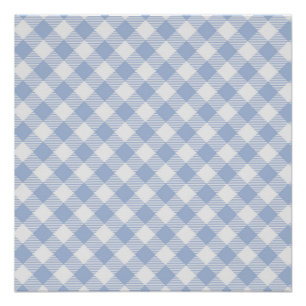 Überprüftes blaues Gingham-Classic-Muster Poster