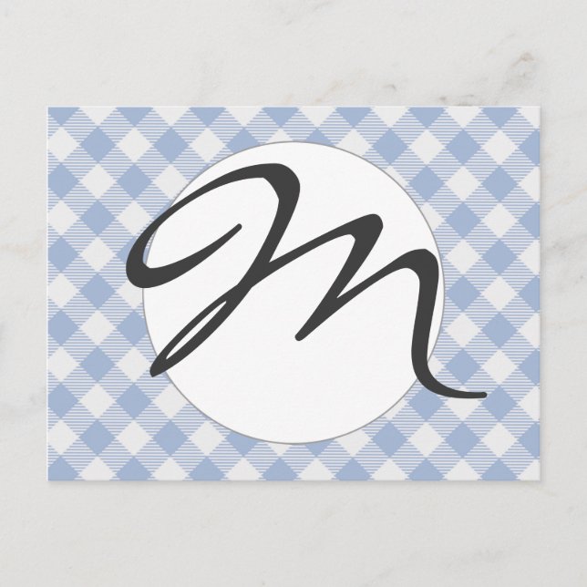 Überprüftes blaues Gingham-Classic-Muster Postkarte (Vorderseite)