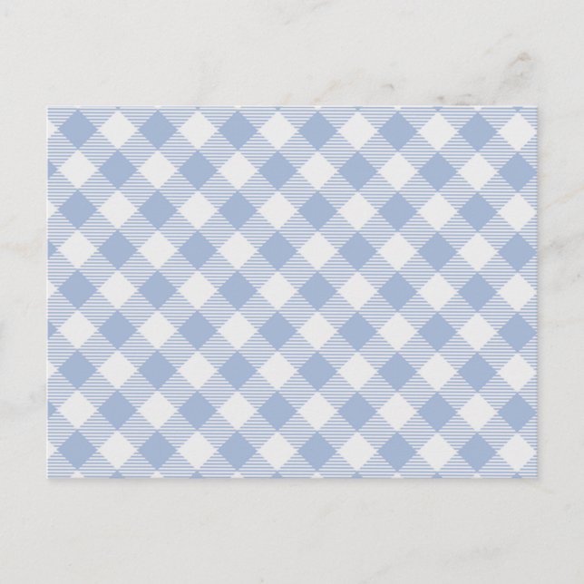 Überprüftes blaues Gingham-Classic-Muster Postkarte (Vorderseite)