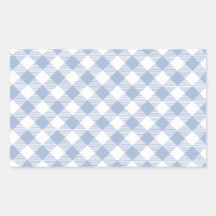 Überprüftes blaues Gingham-Classic-Muster Rechteckiger Aufkleber