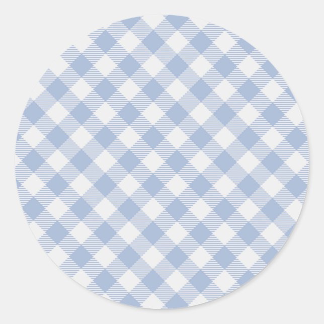 Überprüftes blaues Gingham-Classic-Muster Runder Aufkleber (Vorderseite)