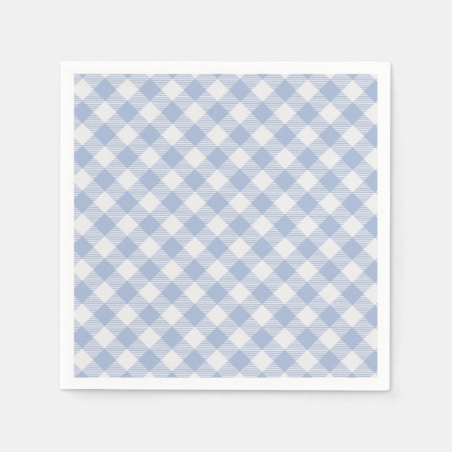 Überprüftes blaues Gingham-Classic-Muster Serviette (Vorderseite)