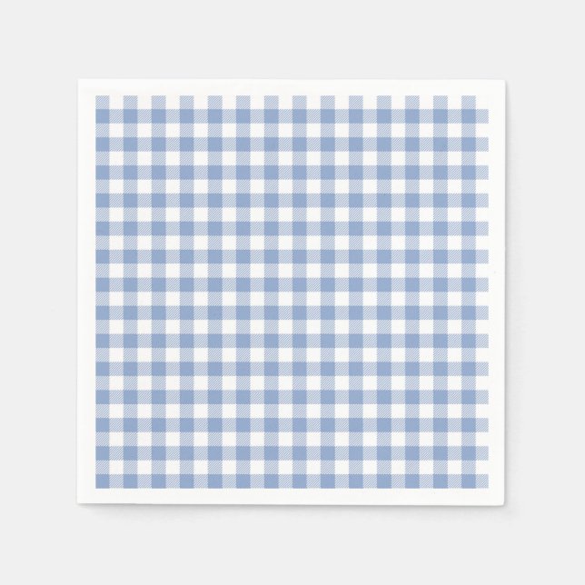 Überprüftes blaues Gingham-Classic-Muster Serviette (Vorderseite)