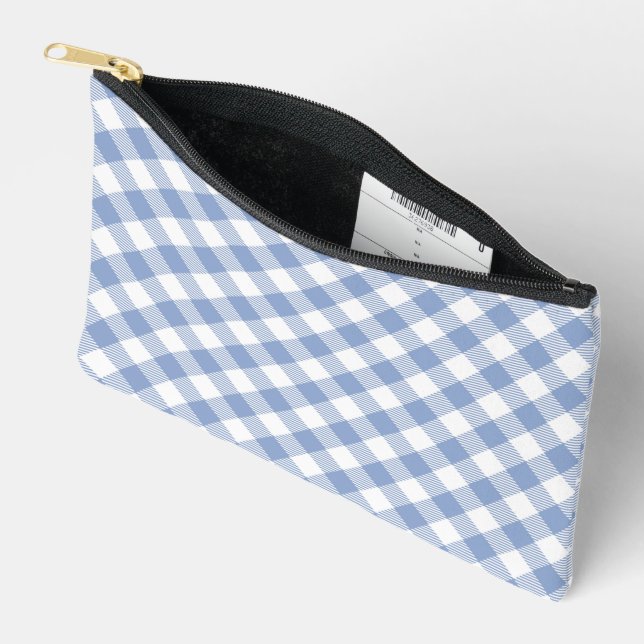 Überprüftes blaues Gingham-Classic-Muster Zubehörtasche (Offen)