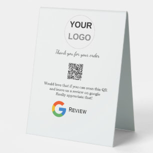Überprüfung des Unternehmenslogos durch Google Prü Tischaufsteller