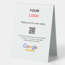 Überprüfung des Unternehmenslogos durch Google Prü Tischaufsteller