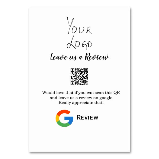 Überprüfung des Unternehmenslogos durch Google Prü Tischnummer (Vorderseite)
