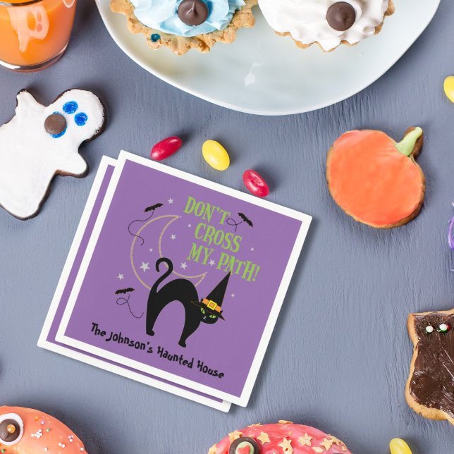 Überquere nicht mein Halloween-Katzenjammer Lila Serviette (Von Creator hochgeladen)