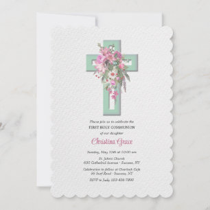 Überqueren mit floraler Kaskade religiöse Einladun Einladung