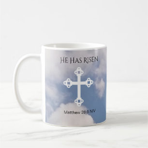 Überqueren Sie den bewölkten Himmel mit dem Vers Kaffeetasse