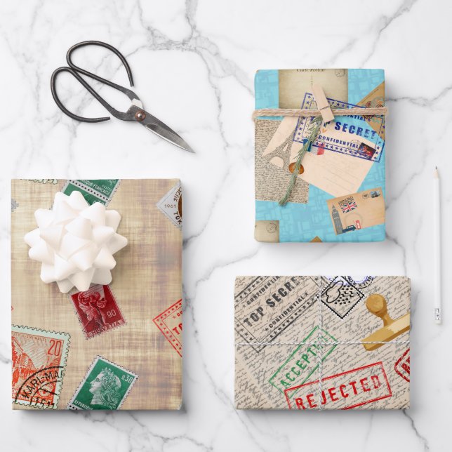 Überqueren von Wrapping Paper Flat Sheet Set 3 Geschenkpapier Set (Vorderseite)