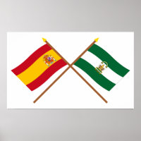 Überquerte Flaggen Spaniens und Andalusiens
