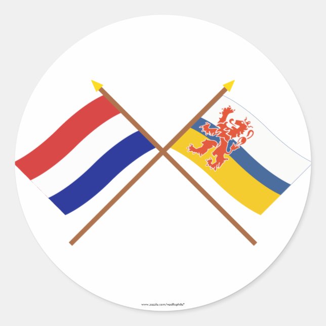 Überquerte Flaggen von Holland und Limburg Runder Aufkleber (Vorderseite)